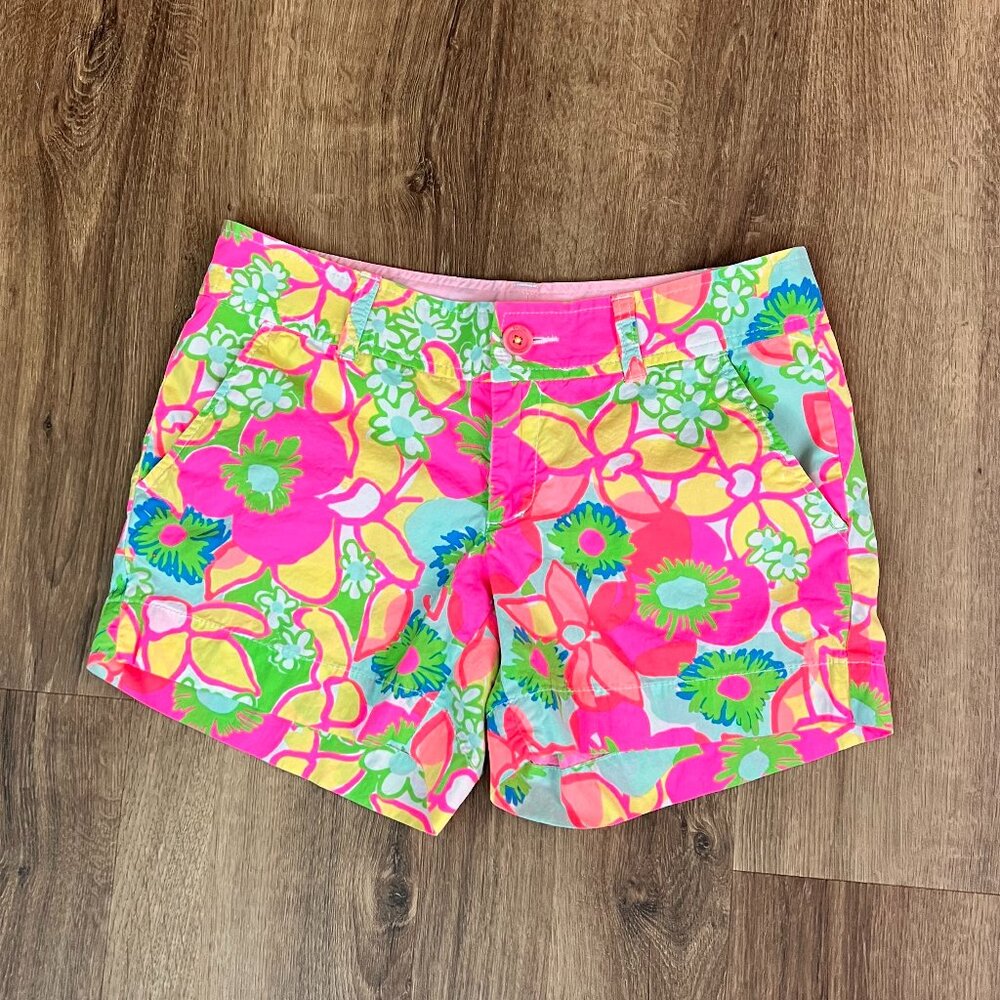 Bright Floral Women's Shorts in Pink & Green
